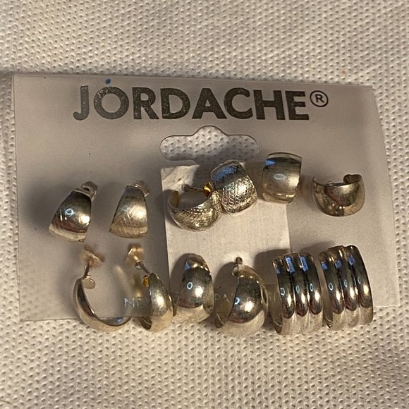Vintage Jordache Set of NINE Hoop Earrings - NEW on Card - Picture 4 of 7